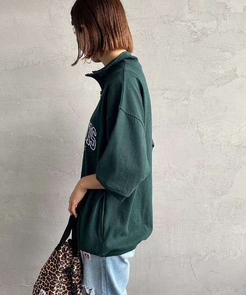 BEN DAVIS（ベンデイビス）の「【WEB限定】[BEN DAVIS/ベンデイビス] カレッジロゴワッペン刺繍 ハーフジップスウェットTシャツ（Tシャツ/カットソー・レディース・グレー/グリーン・M/L/XL）」の13枚目の写真