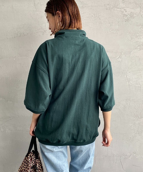 BEN DAVIS（ベンデイビス）の「【WEB限定】[BEN DAVIS/ベンデイビス] カレッジロゴワッペン刺繍 ハーフジップスウェットTシャツ（Tシャツ/カットソー・レディース・グレー/グリーン・M/L/XL）」の14枚目の写真