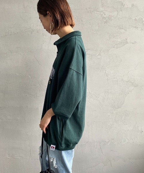 BEN DAVIS（ベンデイビス）の「【WEB限定】[BEN DAVIS/ベンデイビス] カレッジロゴワッペン刺繍 ハーフジップスウェットTシャツ（Tシャツ/カットソー・レディース・グレー/グリーン・M/L/XL）」の17枚目の写真