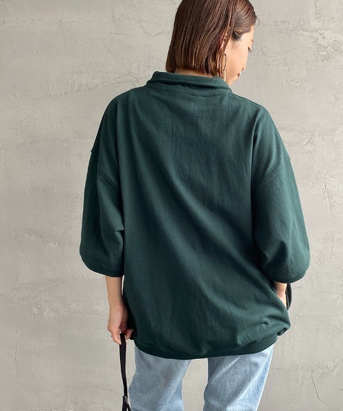 BEN DAVIS（ベンデイビス）の「【WEB限定】[BEN DAVIS/ベンデイビス] カレッジロゴワッペン刺繍 ハーフジップスウェットTシャツ（Tシャツ/カットソー・レディース・グレー/グリーン・M/L/XL）」の18枚目の写真