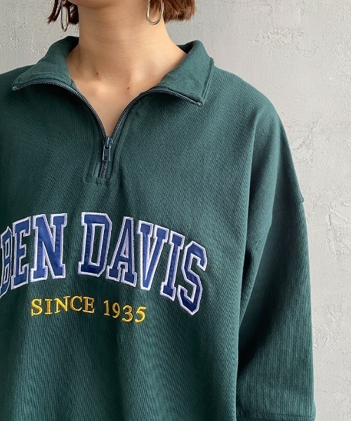 BEN DAVIS（ベンデイビス）の「【WEB限定】[BEN DAVIS/ベンデイビス] カレッジロゴワッペン刺繍 ハーフジップスウェットTシャツ（Tシャツ/カットソー・レディース・グレー/グリーン・M/L/XL）」の22枚目の写真