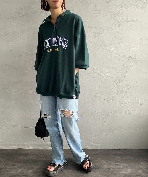 BEN DAVIS（ベンデイビス）の「【WEB限定】[BEN DAVIS/ベンデイビス] カレッジロゴワッペン刺繍 ハーフジップスウェットTシャツ（Tシャツ/カットソー・レディース・グレー/グリーン・M/L/XL）」の19枚目の写真