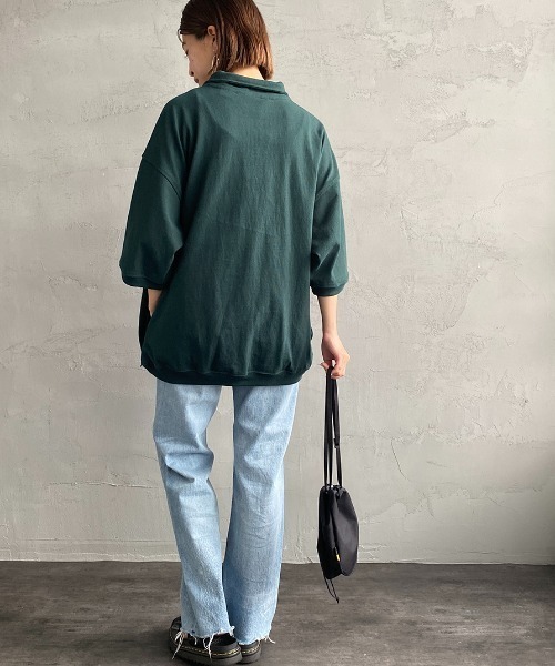BEN DAVIS（ベンデイビス）の「【WEB限定】[BEN DAVIS/ベンデイビス] カレッジロゴワッペン刺繍 ハーフジップスウェットTシャツ（Tシャツ/カットソー・レディース・グレー/グリーン・M/L/XL）」の21枚目の写真