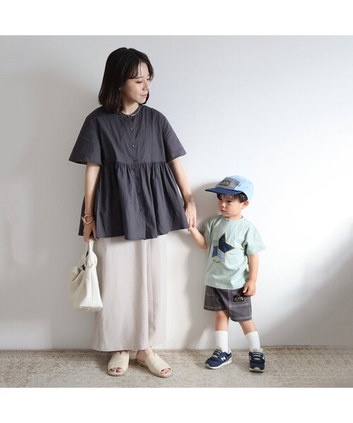 BREEZE by yumi.（ブリーズバイユミ）の「WEB限定 パッチワークTシャツ【BREEZE by yumi】（Tシャツ/カットソー・キッズ・オフホワイト/サックスブルー/ミント・90/100/110/120/80/130/140）」の6枚目の写真