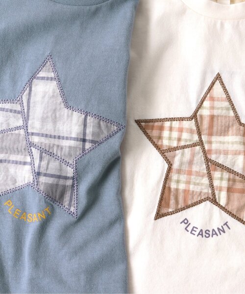 BREEZE by yumi.（ブリーズバイユミ）の「WEB限定 パッチワークTシャツ【BREEZE by yumi】（Tシャツ/カットソー・キッズ・オフホワイト/サックスブルー/ミント・90/100/110/120/80/130/140）」の8枚目の写真