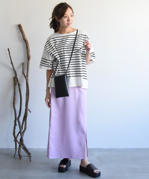 sango（sango）の「ダブルクロススリットペンシルスカート（スカート・レディース・ベージュ/ブラック/ラベンダー・FREE）」の16枚目の写真