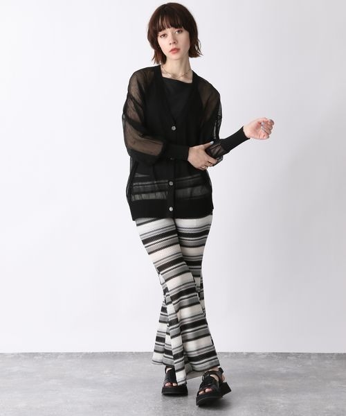 JEANASIS（ジーナシス）の「14GビスコースシアーVカーディガン/347303（カーディガン/ボレロ・レディース・ホワイト/ブラック/アイボリー/ライトオレンジ系/パープル/オレンジ・FREE）」の7枚目の写真