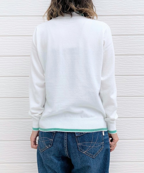 Q（キュー）の「衿フリルハイネックニット（ニット/セーター・レディース・ネイビー/アイボリー・MEDIUM）」の5枚目の写真