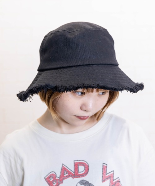 無(ム)の「カツラギフリンジバケットハット(ハット・レディース・ブラック/アイボリー・FREE)」の5枚目の写真