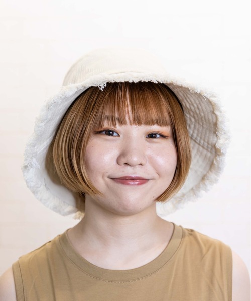 無(ム)の「カツラギフリンジバケットハット(ハット・レディース・ブラック/アイボリー・FREE)」の10枚目の写真