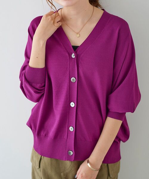 le.coeur blanc（ルクールブラン）の「ドルマンシルエット長袖ニットカーディガン（カーディガン/ボレロ・レディース・パープル/ネイビー/オリーブ・38）」の16枚目の写真