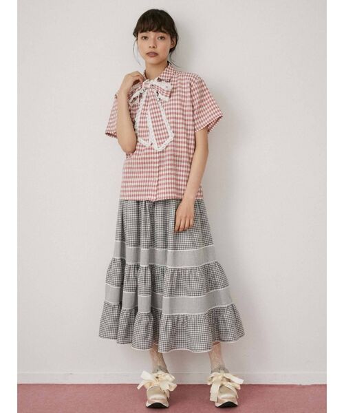 merry jenny（メリージェニー）の「ギンガムフリルボウタイブラウス（シャツ/ブラウス・レディース・ブラック/グリーン/ピンク・FREE）」の12枚目の写真