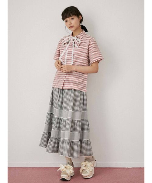 merry jenny（メリージェニー）の「ギンガムフリルボウタイブラウス（シャツ/ブラウス・レディース・ブラック/グリーン/ピンク・FREE）」の13枚目の写真