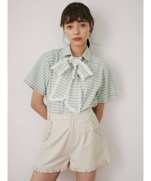 merry jenny（メリージェニー）の「ギンガムフリルボウタイブラウス（シャツ/ブラウス・レディース・ブラック/グリーン/ピンク・FREE）」の15枚目の写真