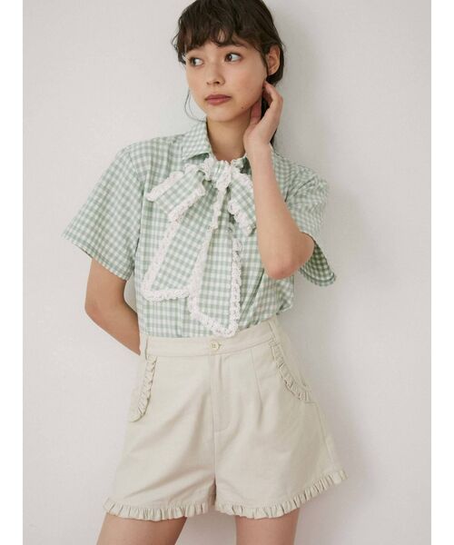 merry jenny（メリージェニー）の「ギンガムフリルボウタイブラウス（シャツ/ブラウス・レディース・ブラック/グリーン/ピンク・FREE）」の16枚目の写真