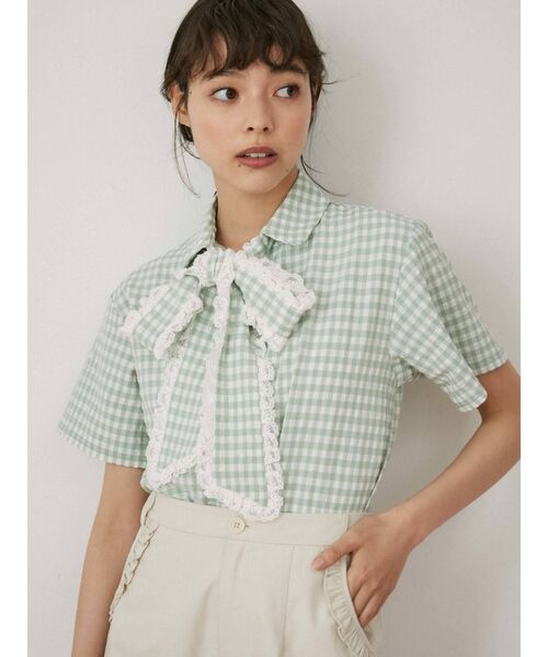 merry jenny（メリージェニー）の「ギンガムフリルボウタイブラウス（シャツ/ブラウス・レディース・ブラック/グリーン/ピンク・FREE）」の18枚目の写真