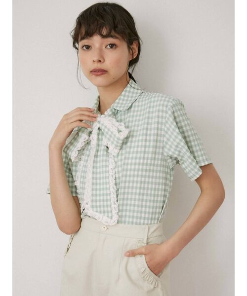 merry jenny（メリージェニー）の「ギンガムフリルボウタイブラウス（シャツ/ブラウス・レディース・ブラック/グリーン/ピンク・FREE）」の19枚目の写真