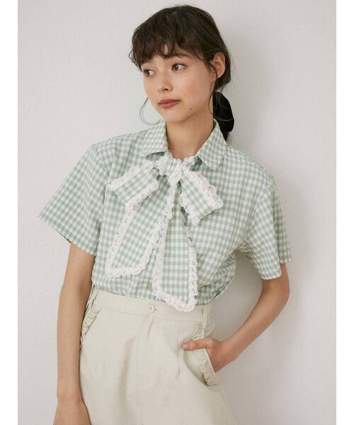 merry jenny（メリージェニー）の「ギンガムフリルボウタイブラウス（シャツ/ブラウス・レディース・ブラック/グリーン/ピンク・FREE）」の20枚目の写真