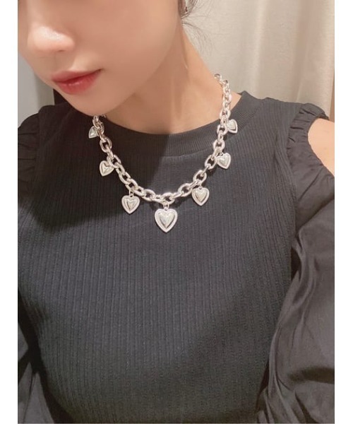 THROW by SLY（スローバイスライ）の「THROW HEART CHARM CHAIN N/C ハートチャーム チェーン ネックレス（ネックレス・レディース・ゴールド/シルバー・FREE）」の6枚目の写真