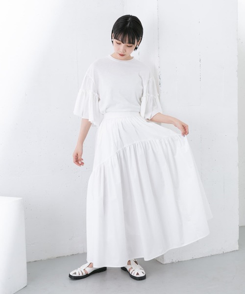 KBF（ケイビーエフ）の「ラウンドギャザーフレアスカート（スカート・レディース・ブラック/オフホワイト/カーキ・ONE）」の8枚目の写真