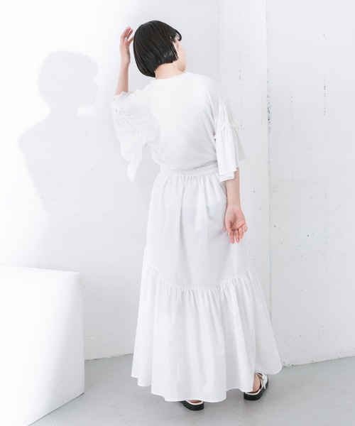 KBF（ケイビーエフ）の「ラウンドギャザーフレアスカート（スカート・レディース・ブラック/オフホワイト/カーキ・ONE）」の10枚目の写真