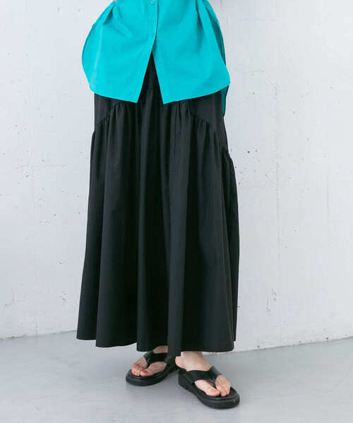 KBF（ケイビーエフ）の「ラウンドギャザーフレアスカート（スカート・レディース・ブラック/オフホワイト/カーキ・ONE）」の11枚目の写真