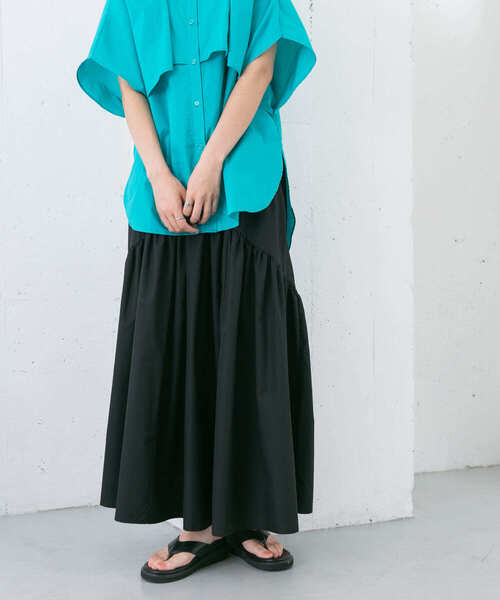 KBF（ケイビーエフ）の「ラウンドギャザーフレアスカート（スカート・レディース・ブラック/オフホワイト/カーキ・ONE）」の12枚目の写真