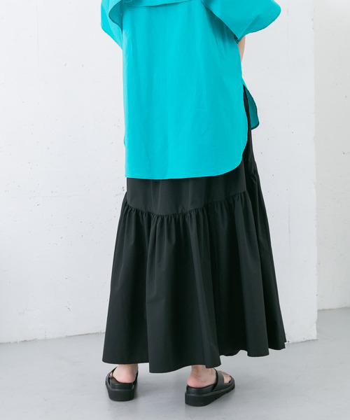 KBF（ケイビーエフ）の「ラウンドギャザーフレアスカート（スカート・レディース・ブラック/オフホワイト/カーキ・ONE）」の14枚目の写真