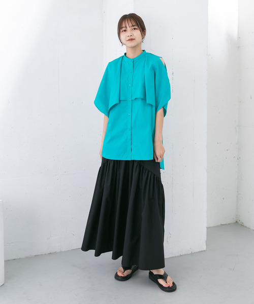 KBF（ケイビーエフ）の「ラウンドギャザーフレアスカート（スカート・レディース・ブラック/オフホワイト/カーキ・ONE）」の15枚目の写真