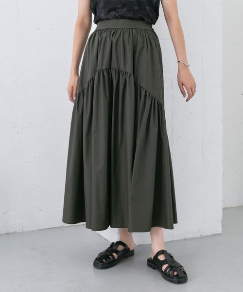 KBF（ケイビーエフ）の「ラウンドギャザーフレアスカート（スカート・レディース・ブラック/オフホワイト/カーキ・ONE）」の18枚目の写真