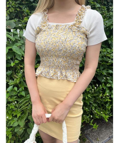 WC（ダブル シー）の「リトルフラワーフリルキャミ（キャミソール・レディース・ピンク/イエロー/ブルー・FREE）」の3枚目の写真