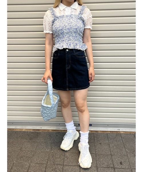 WC（ダブル シー）の「リトルフラワーフリルキャミ（キャミソール・レディース・ピンク/イエロー/ブルー・FREE）」の6枚目の写真