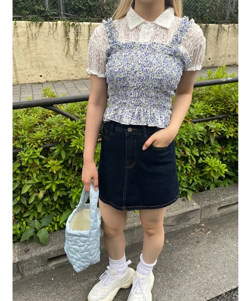 WC（ダブル シー）の「リトルフラワーフリルキャミ（キャミソール・レディース・ピンク/イエロー/ブルー・FREE）」の7枚目の写真