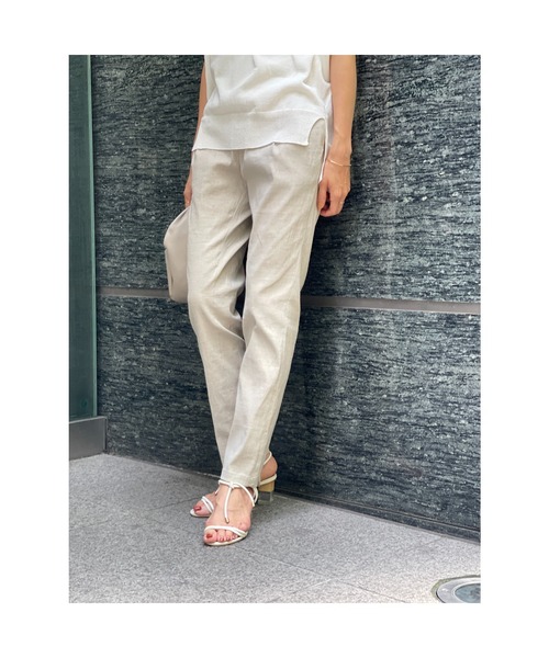 BEARDSLEY（ビアズリー）の「【低身長・背側ゴム・高身長にも3サイズ展開】リネンストレッチスリムタックパンツ（その他パンツ・レディース・ブラック/ベージュ・1/2/0）」の14枚目の写真