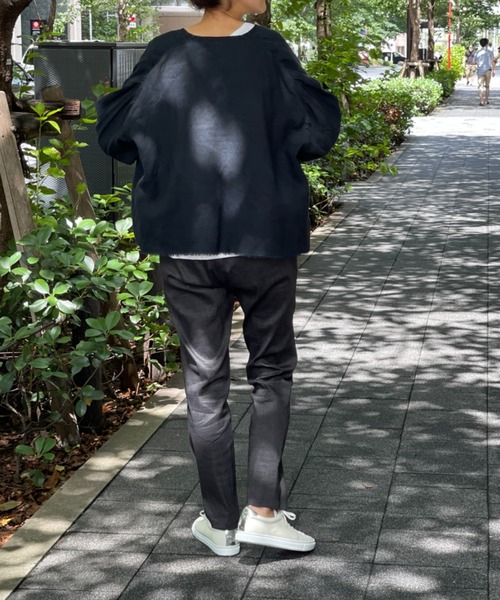 BEARDSLEY（ビアズリー）の「【低身長・背側ゴム・高身長にも3サイズ展開】リネンストレッチスリムタックパンツ（その他パンツ・レディース・ブラック/ベージュ・1/2/0）」の15枚目の写真