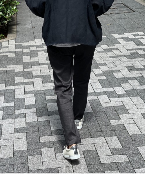 BEARDSLEY（ビアズリー）の「【低身長・背側ゴム・高身長にも3サイズ展開】リネンストレッチスリムタックパンツ（その他パンツ・レディース・ブラック/ベージュ・1/2/0）」の6枚目の写真