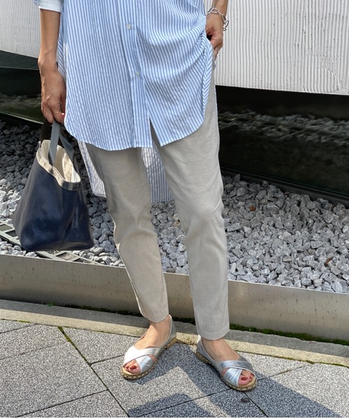 BEARDSLEY（ビアズリー）の「【低身長・背側ゴム・高身長にも3サイズ展開】リネンストレッチスリムタックパンツ（その他パンツ・レディース・ブラック/ベージュ・1/2/0）」の20枚目の写真