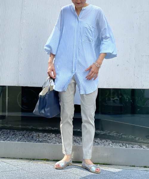 BEARDSLEY（ビアズリー）の「【低身長・背側ゴム・高身長にも3サイズ展開】リネンストレッチスリムタックパンツ（その他パンツ・レディース・ブラック/ベージュ・1/2/0）」の22枚目の写真