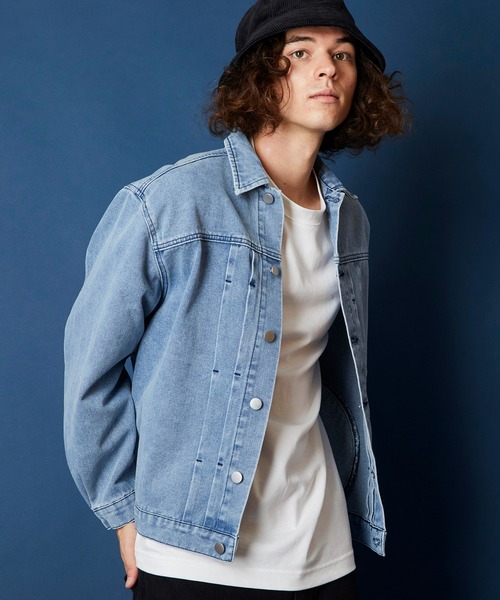 unrelaxing(アンリラクシング)の「オーバーサイズビッグシルエットデニムジャケット(デニムジャケット・メンズ・ライトブルー/ブラック/ブルー/スミクロ・FREE)」の12枚目の写真