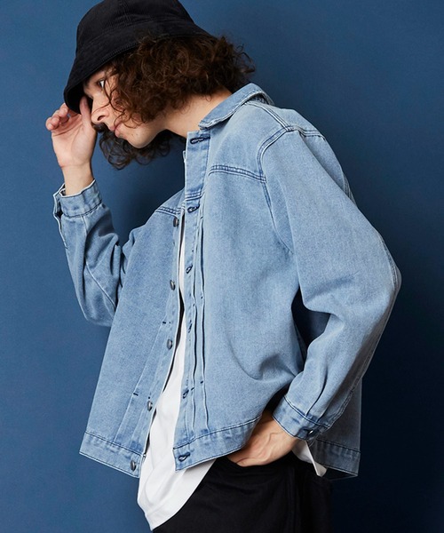 unrelaxing(アンリラクシング)の「オーバーサイズビッグシルエットデニムジャケット(デニムジャケット・メンズ・ライトブルー/ブラック/ブルー/スミクロ・FREE)」の17枚目の写真