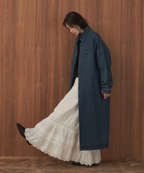 Libra Cue（リブラ キュー）の「ヴィンテージライクデニムオーバーロングコート（その他アウター・レディース・ブルー・FREE）」の8枚目の写真