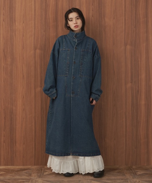 Libra Cue（リブラ キュー）の「ヴィンテージライクデニムオーバーロングコート（その他アウター・レディース・ブルー・FREE）」の2枚目の写真