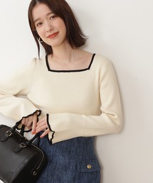 N.（N. Natural Beauty Basic） | ◆スクエアネックフレアスリーブリブニット(ニット/セーター)