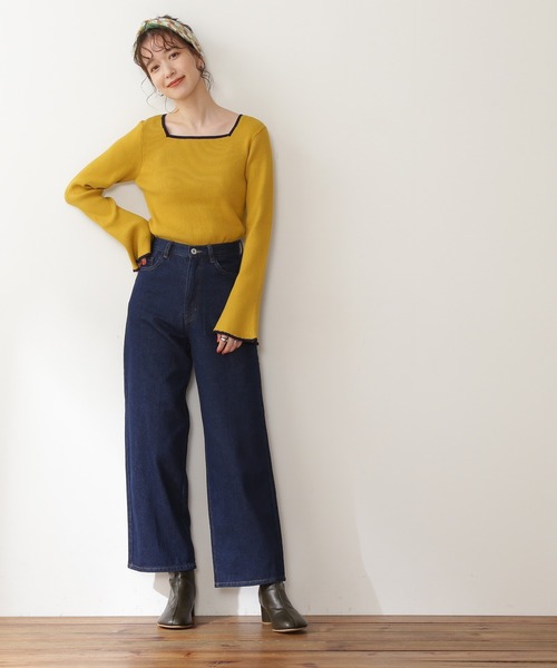 N.（N. Natural Beauty Basic）（エヌエヌナチュラルビューティーベーシック）の「◆スクエアネックフレアスリーブリブニット（ニット/セーター・レディース・ナチュラル/ネイビー/マスタード・MEDIUM）」の11枚目の写真