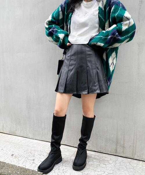 INGNI（イング）の「フェイクレザープリーツスカパン（スカート・レディース・ブラック/ブラウン/アイボリー・FREE）」の9枚目の写真