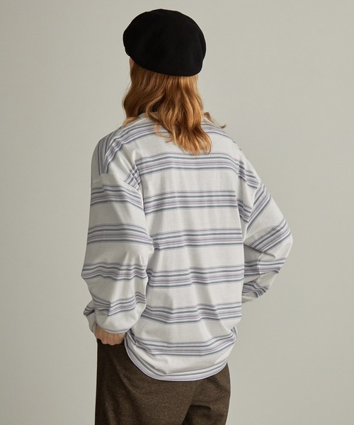 セール】オーバーサイズ マルチボーダー ロングスリーブTシャツ