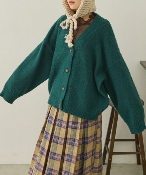 MERLOT（メルロー）の「Vネックカラーカーディガン（カーディガン/ボレロ・レディース・オレンジ/グリーン/ブルー・FREE）」の21枚目の写真