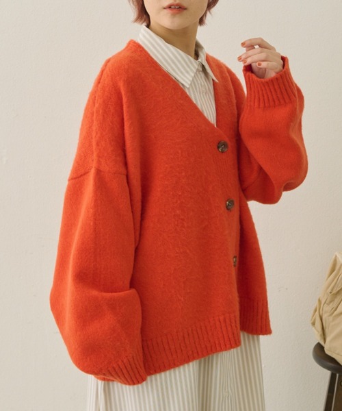 MERLOT（メルロー）の「Vネックカラーカーディガン（カーディガン/ボレロ・レディース・オレンジ/グリーン/ブルー・FREE）」の7枚目の写真