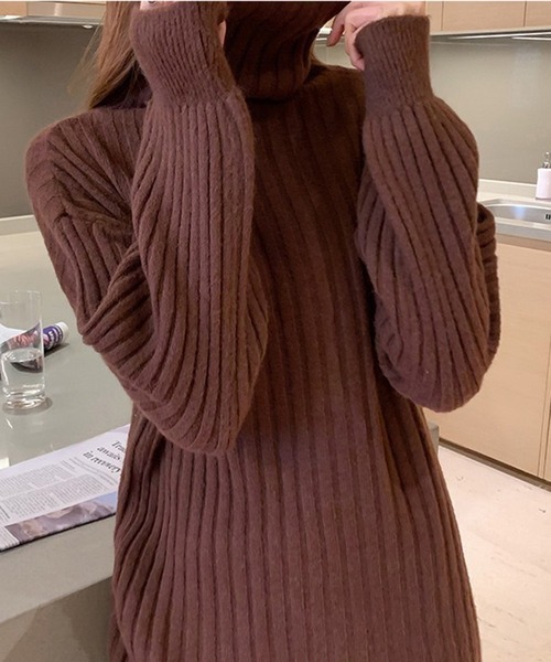 Chaco closet（チャコ クローゼット）の「タートルネックボリュームスリーブリブニットプルオーバー（ニット/セーター・レディース・ブラック/ブルー/ブラウン/ホワイト・FREE）」の14枚目の写真