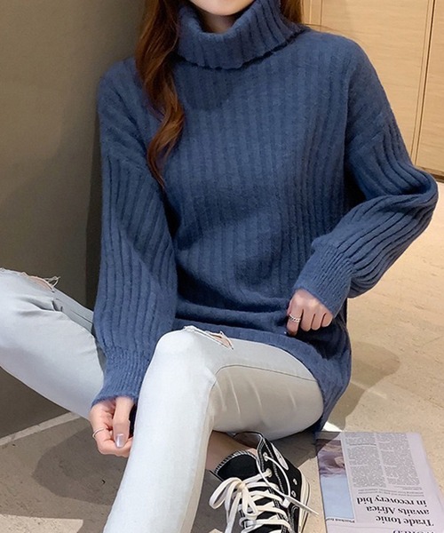 Chaco closet（チャコ クローゼット）の「タートルネックボリュームスリーブリブニットプルオーバー（ニット/セーター・レディース・ブラック/ブルー/ブラウン/ホワイト・FREE）」の20枚目の写真